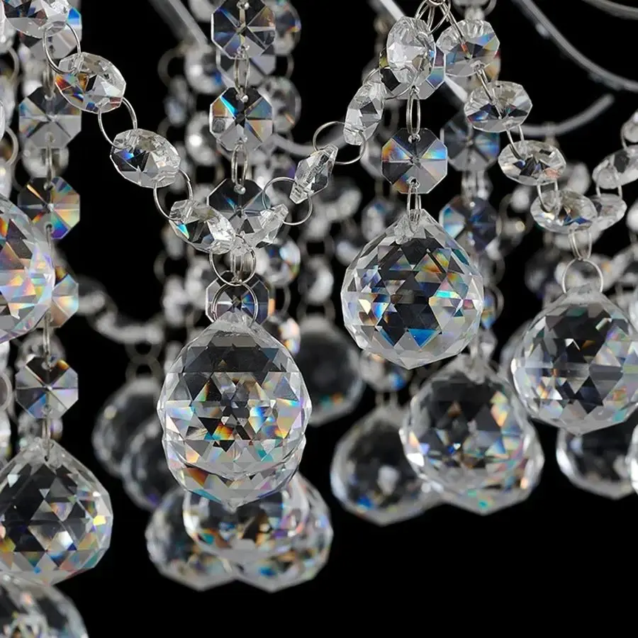 ضوء السقف الحديث Led كريستال ثريا تركب بالسقف الفاخرة الفضة غرفة المعيشة اللوبي فندق مصباح ثلاثة ألوان ضوء إضاءة المنزل