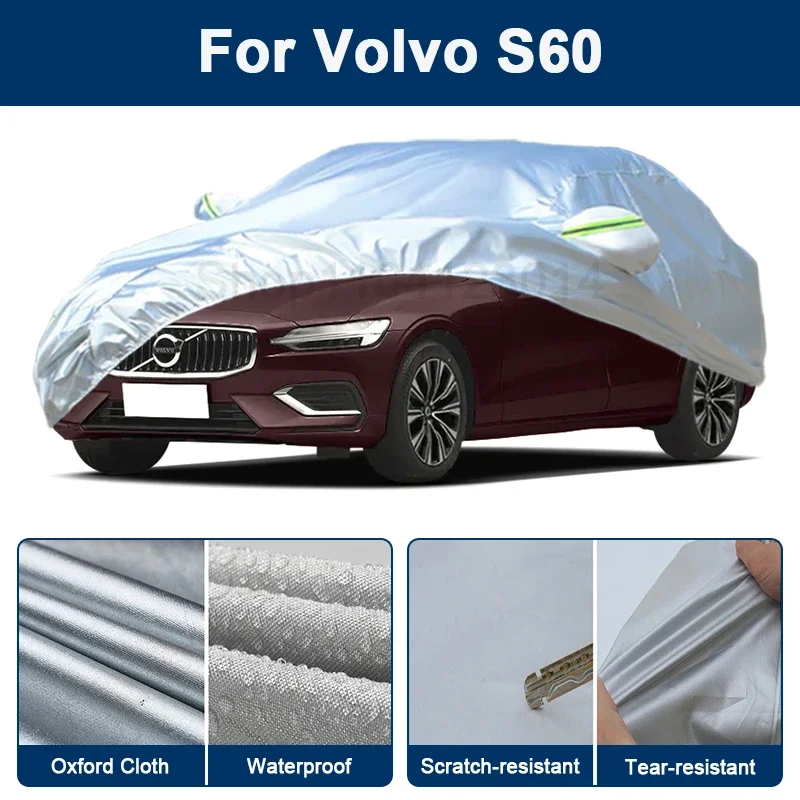 

Outdoor Full Car Cover For Volvo S60 with Reflective Strips Waterproof Snowproof Dustproof UV Protection Exterior Accessories