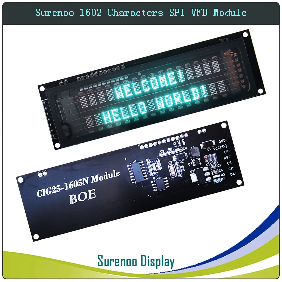 Surenoo 7P 1602162 16X2 المسلسل SPI VFD وحدة عرض LCD شاشة لرمز اردوينو STM32 C51