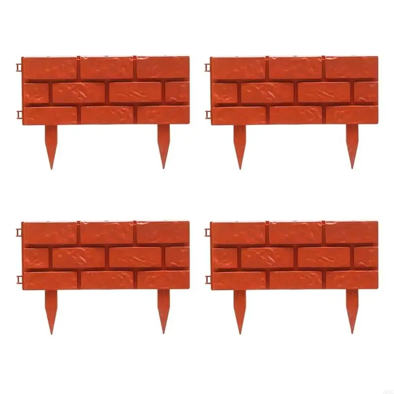 4Pcs Plastic Garden Edging Borde, Imitation Stone Fence Panels Patio Outdoor Barrier Garden Border Panels Decoration J0MC