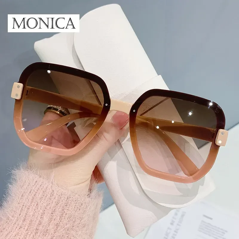 Classic Vintage Square Sunglasses Woman Gradient Mirror Frameless Sun Glasses Female Retro Fashion Rimless Oculos De Sol