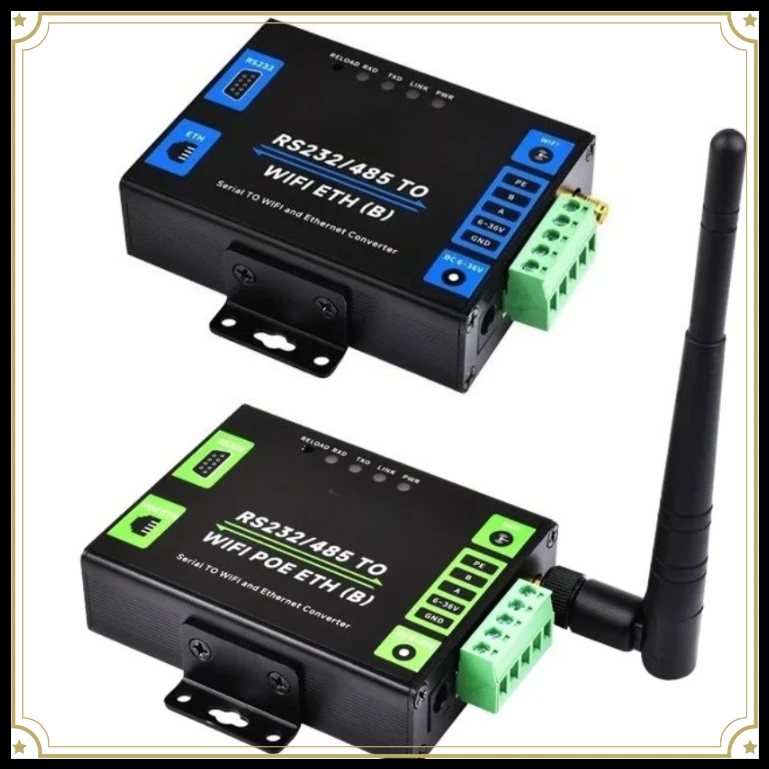 RS232 RS485 Serial Server Serial To WiFi Ethernet Gateway Supports Modbus MQTT Metal Housing With Optional PoE