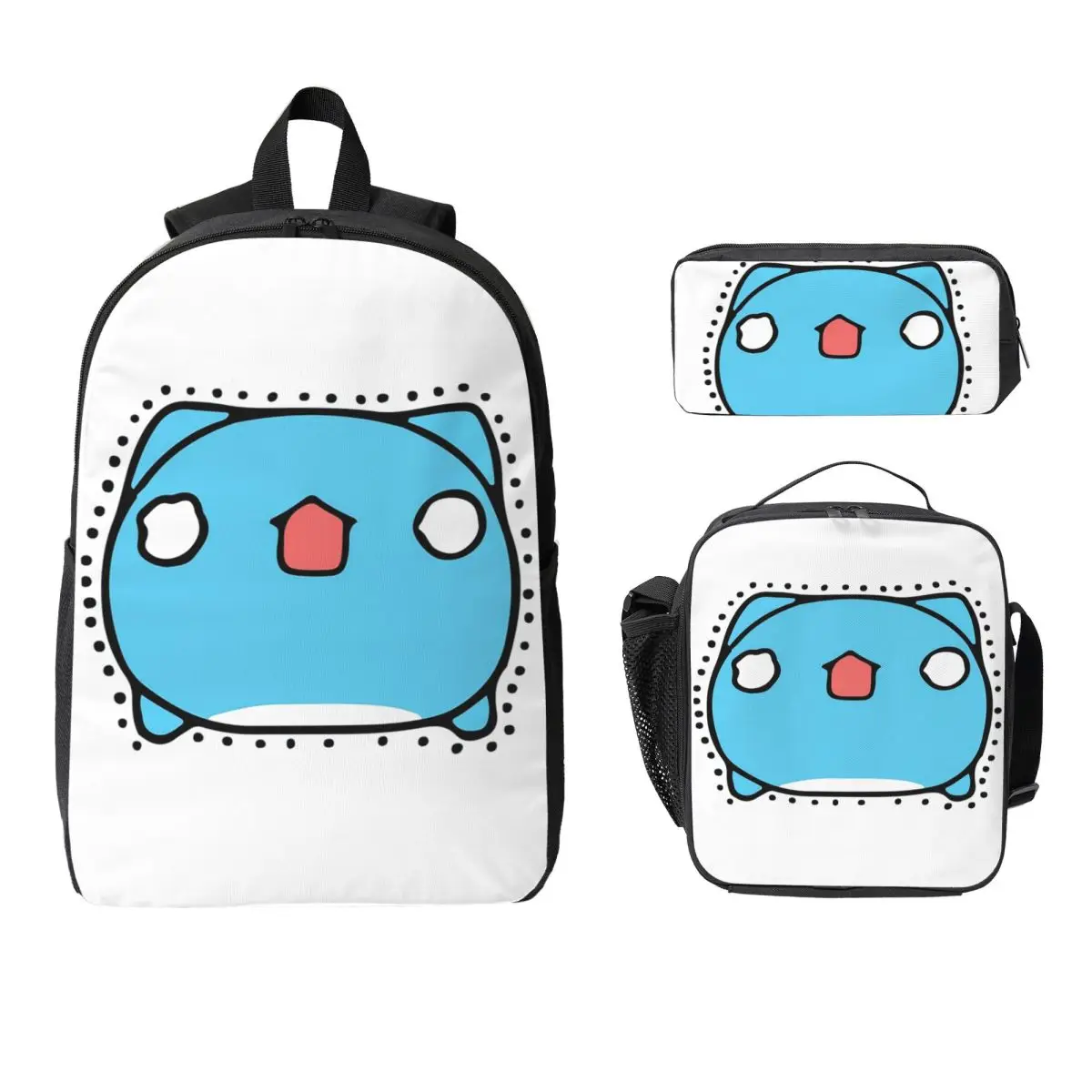 

Рюкзак Comic Cat Bugcat Capoo Bug Cat, студенческий рюкзак для мальчиков и девочек, школьная сумка, сумки на плечо, 3 шт., изолированная сумка для обеда, пенал