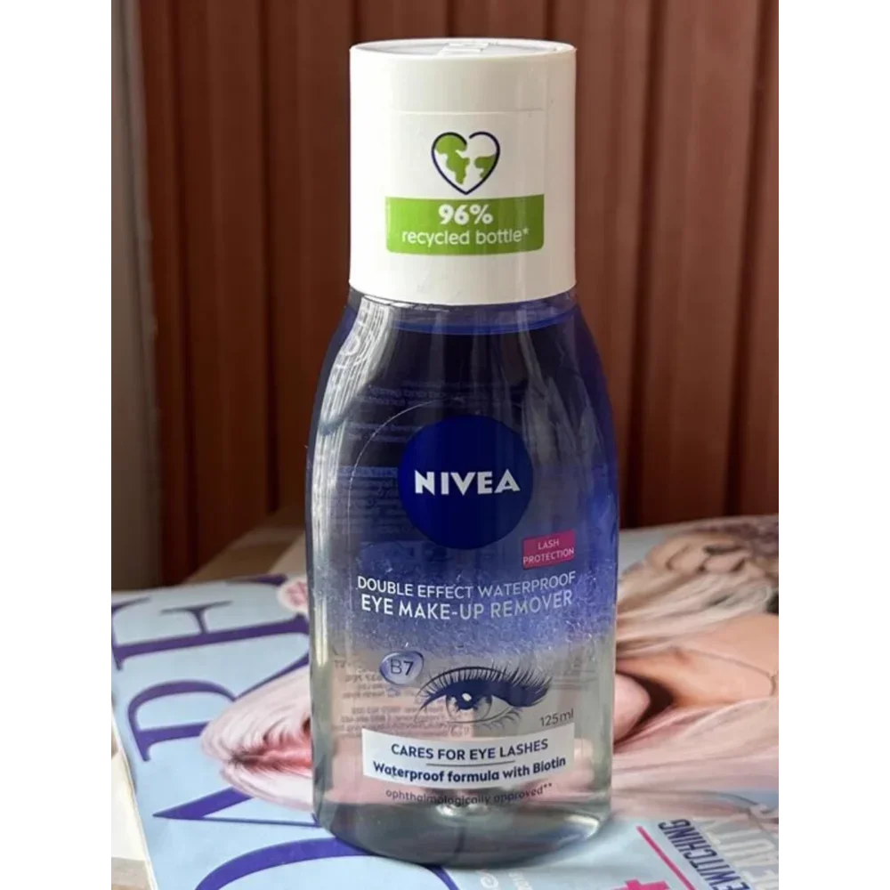 NIVEA تأثير مزدوج مقاوم للماء مزيل مكياج العيون 125 مللي ماء تنظيف عميق خفيف لا تهيج منظف للمكياج مستحضرات التجميل