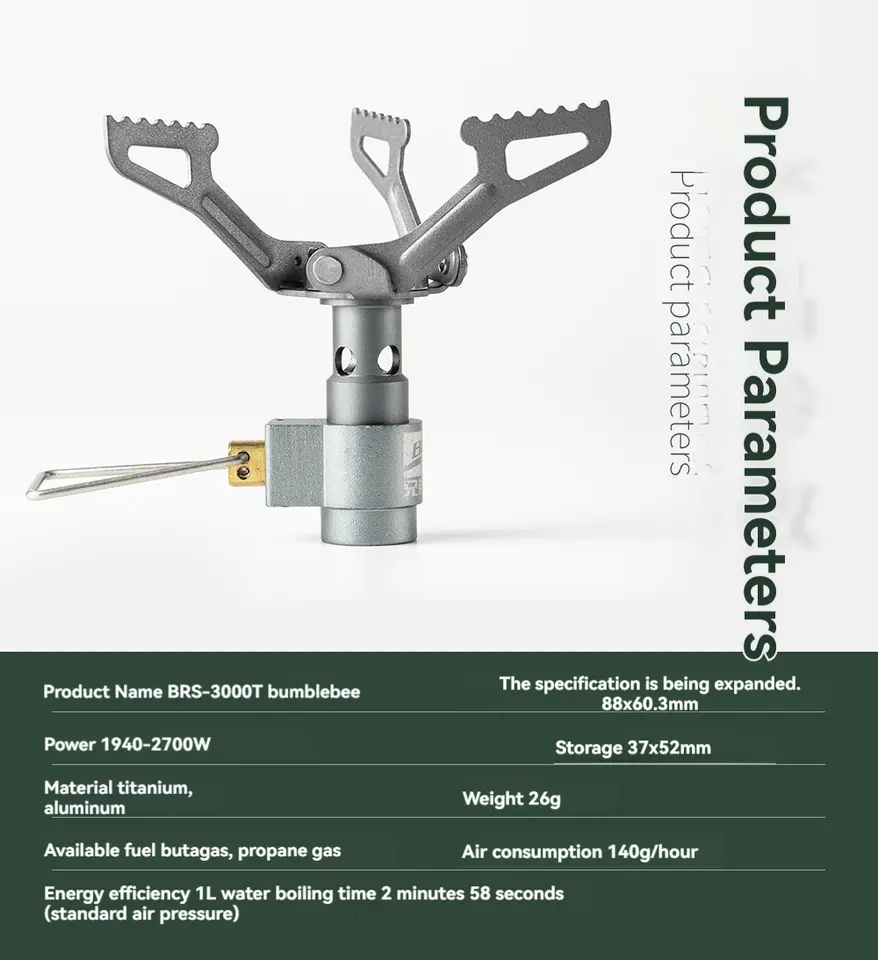 BRS-3000T شعلات غاز تخييم صغيرة من التيتانيوم 25 جرام موقد جيب قطعة واحدة موقد طهي قابل للطي محمول للمشي لمسافات طويلة - 6