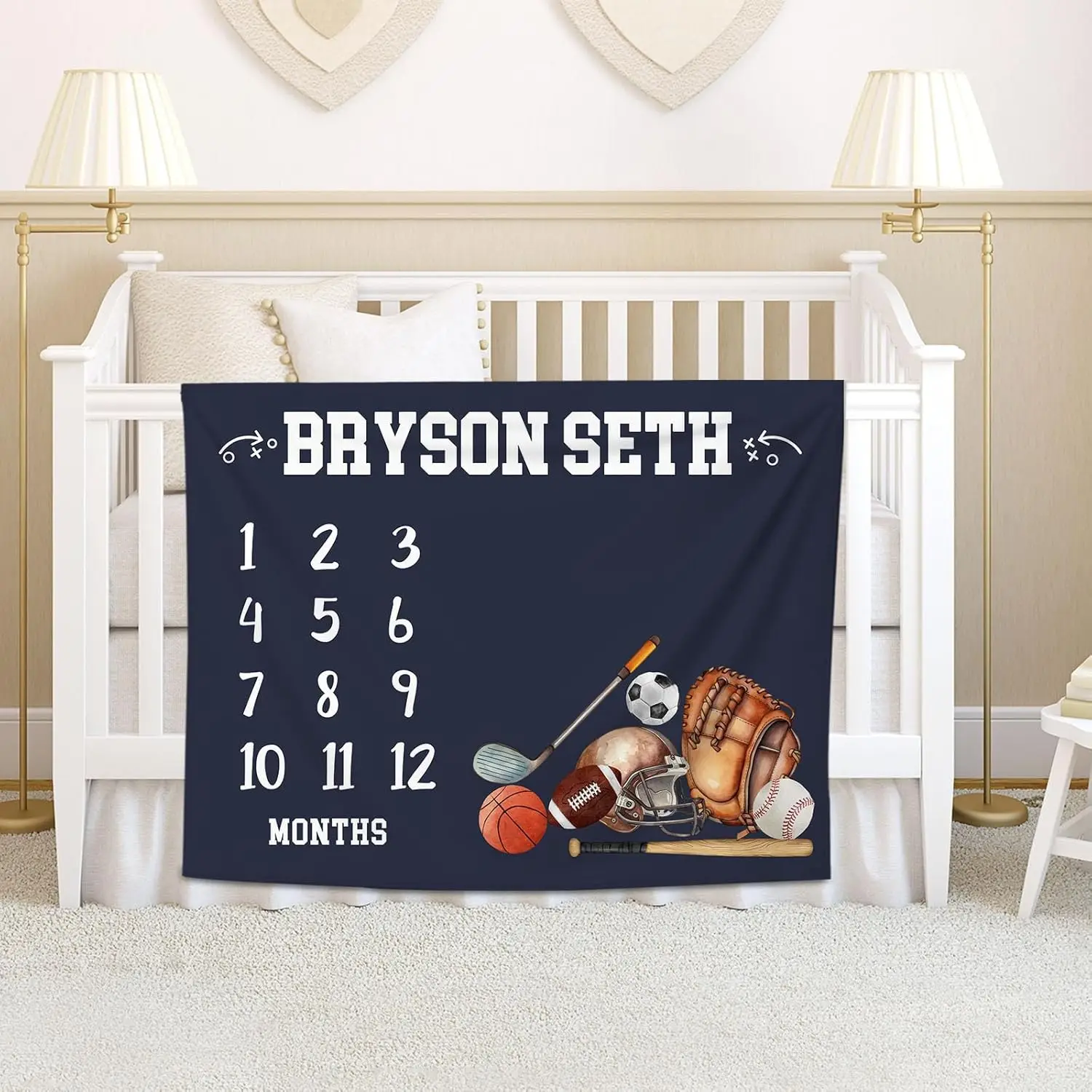 

Плед для фотосессий VIKAMA, с рисунком регби и бейсбола, для новорожденных, подарок на крещение