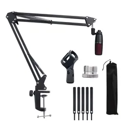 Suporte De Suspensão De Microfone Extensível, Boom Scissor Arm Stand, Mic Clip, Braçadeira De Montagem Em Mesa