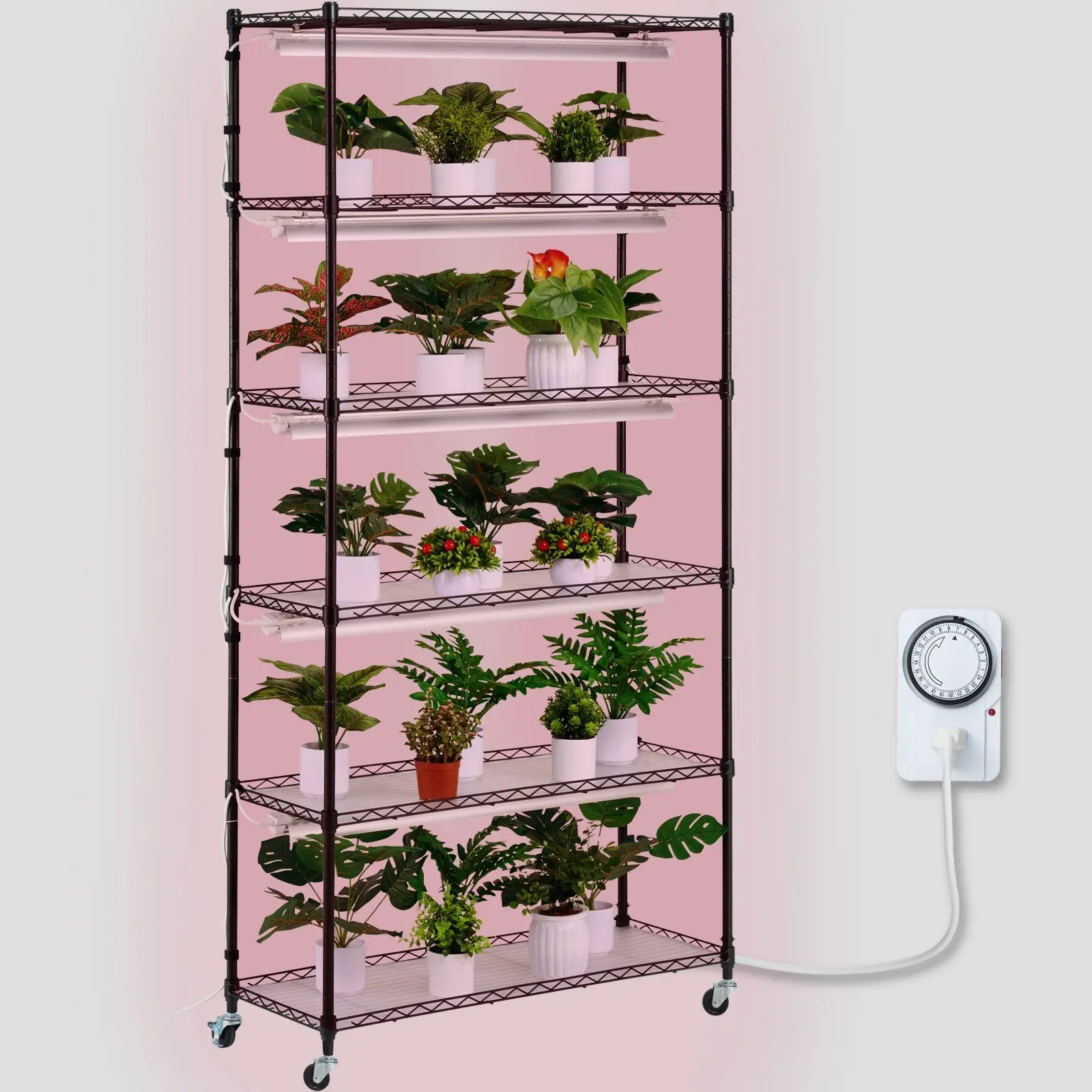 Plant Stand with Grow Light 6 Tiers 180W 70.9