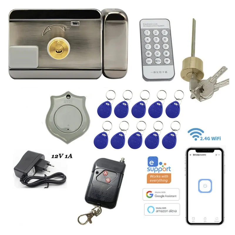 12V  Intercome Compatible Lock For Access Control System Electric Swing Gate Lock Optional Remote Controller Ewelink Wifi App