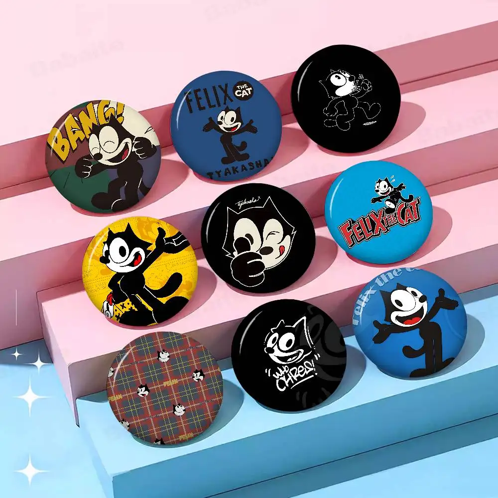 F-Felix the Cat Anime Brooches Cute Cartoon  Badge Jacket Jeans Lapel Pin Gift Accessorie