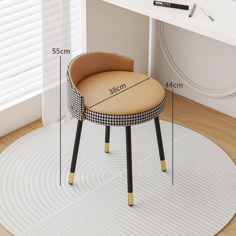 

Light Luxury Makeup Bench Bedroom Simple Modern Vanity Chair Soft Seat Backrest Small Nordic Dressing Stool Ottomans Furniture
