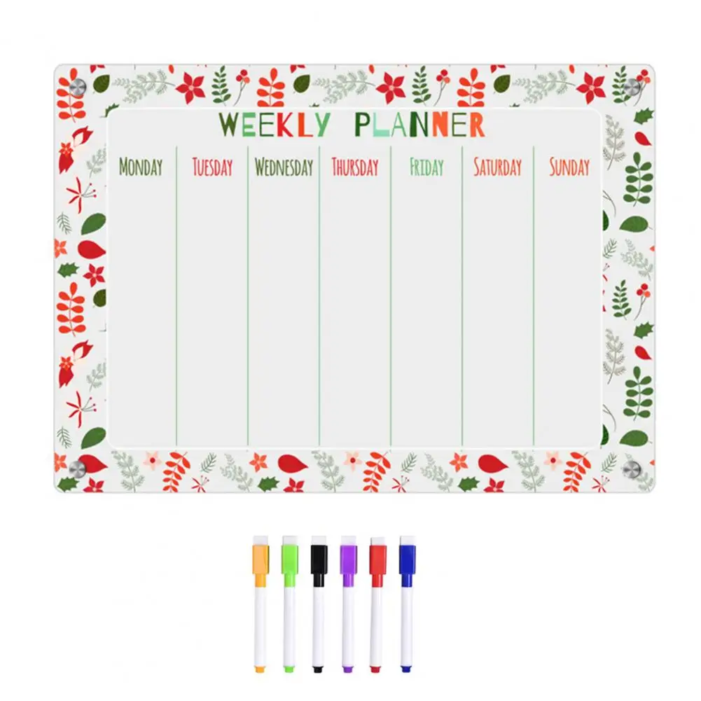 Pizarra magnética para nevera, planificador semanal magnético con bolígrafos A3, juego de pizarra magnética, planificador de borrado en seco reutilizable