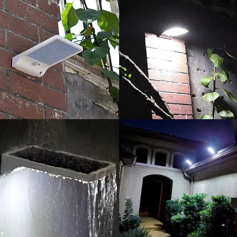 Luces solares de pared para el hogar, 48 LED, lámpara Solar para exteriores, Sensor de movimiento PIR, luz de calle alimentada por energía Solar para luz de jardín