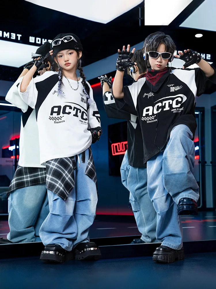 Kinder Street Dance Anzüge Jungen Hip-Hop Hübsche Performance Kostüme Mädchen Jazz Dance T-Shirts und Hosen