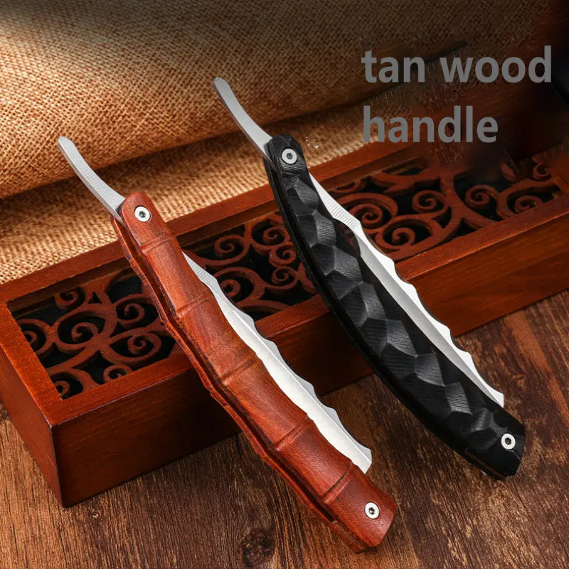 Maquinilla de afeitar profesional de madera para Barbero, maquinilla de afeitar de borde recto, Barba, regalo, calidad Premium