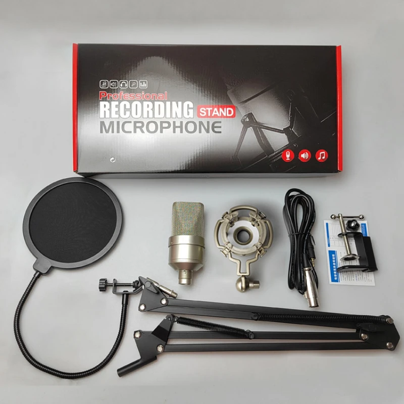 مجموعة ميكروفون استوديو احترافي للتسجيل ، مكثف ، بطاقة كمبيوتر ، بودكاست مباشر للألعاب ، صوت