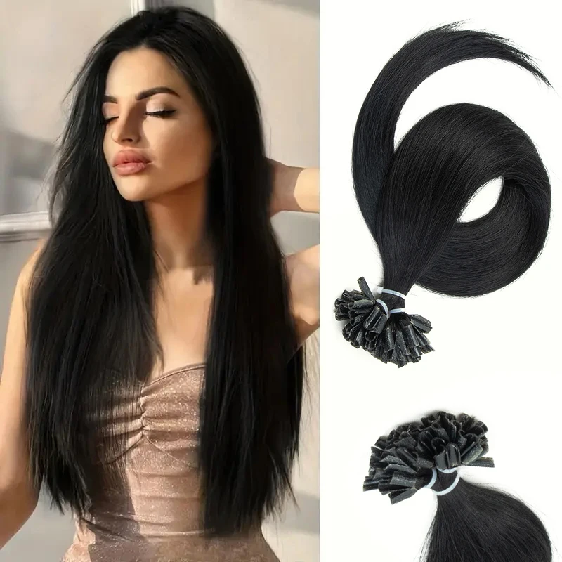 

MRSHAIR U Tip Hair Extensions Fusion Nail Tips Human Hair Italiana 1.5cm Long Keratin Hair Bondings 12 16 20 24 inch 50strands