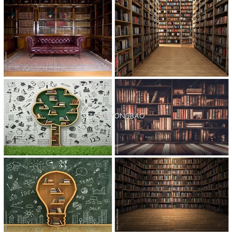 SHENGYONGBAO Art Cloth Vintage Bookshelf Book Library Photography Backdrops Photo Background Photo Studio Props  2243 SJSB-01