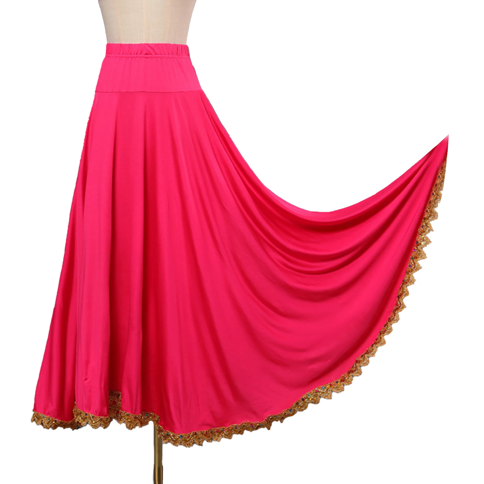 Mulheres espanhol paso doble dança saia tourada em camadas círculo completo saias longas flamenco salão de baile desempenho latino dancewear