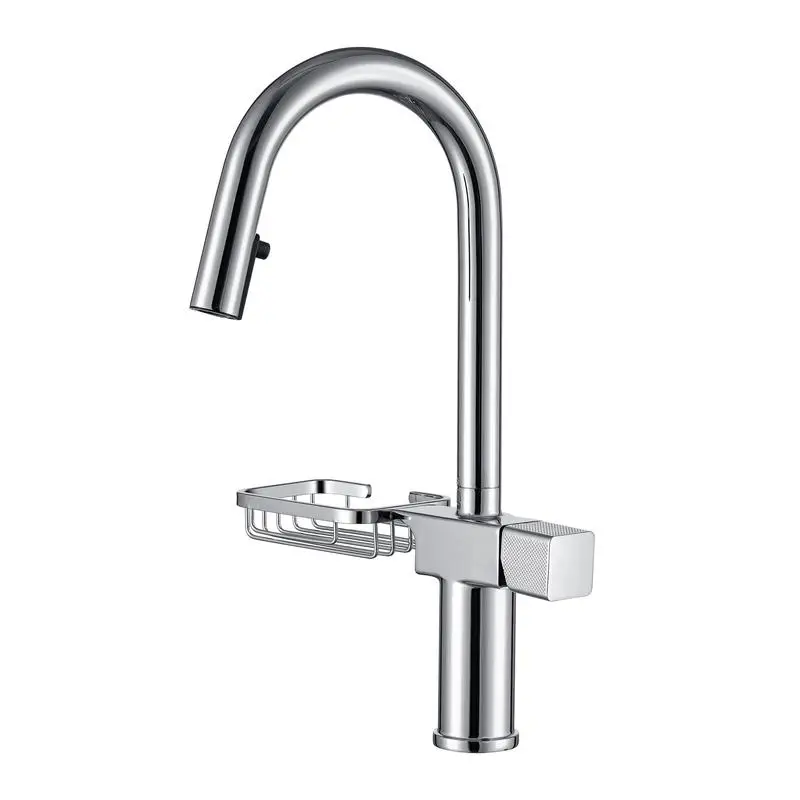 

Modern Pull-Down Kitchen Faucet - Single Hole Stainless Steel, Chrome Finish, High Arc Design for Easy Use