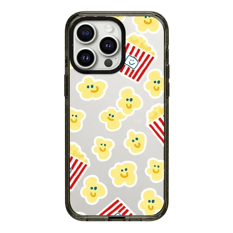 

2.0 Upgrade Acrylic Border Popcorn Bear Phone Case Cover for iPhone 11 12 13 14 15 Pro Max Case for iPhone 15 Pro