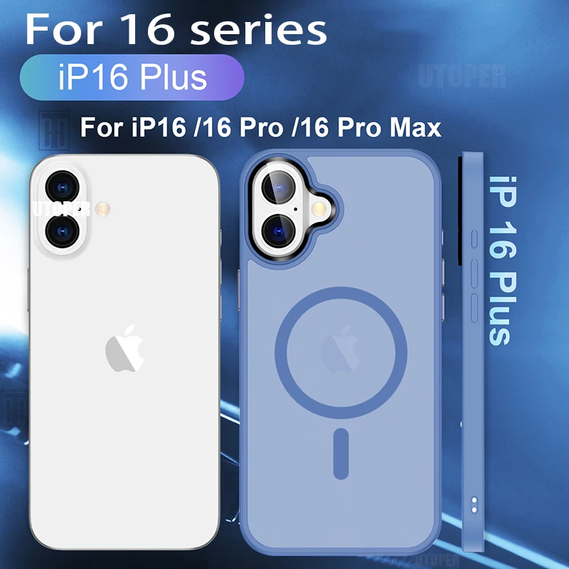 جراب هاتف فاخر شفاف يعمل باللمس الناعم ، صقيع ، Magsafe ، مغناطيسي ، غطاء حماية صلب ، آيفون 16 بلس ، 15 ، 14 ، 13 ، 12 ، 11 برو ، جديد