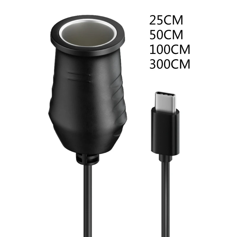 65W USB C Type C Male to 9V 12V 15V 20V Car Cigarette Lighter Socket Female Converter Adapter Cord for Car Electronics Accessory