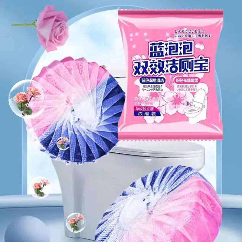 Toilet Bowl Cleaner Rose Scent Pink Blue concentrated Long-Lasting Automatic Toilet deodorization descaling Bubble Cleaner