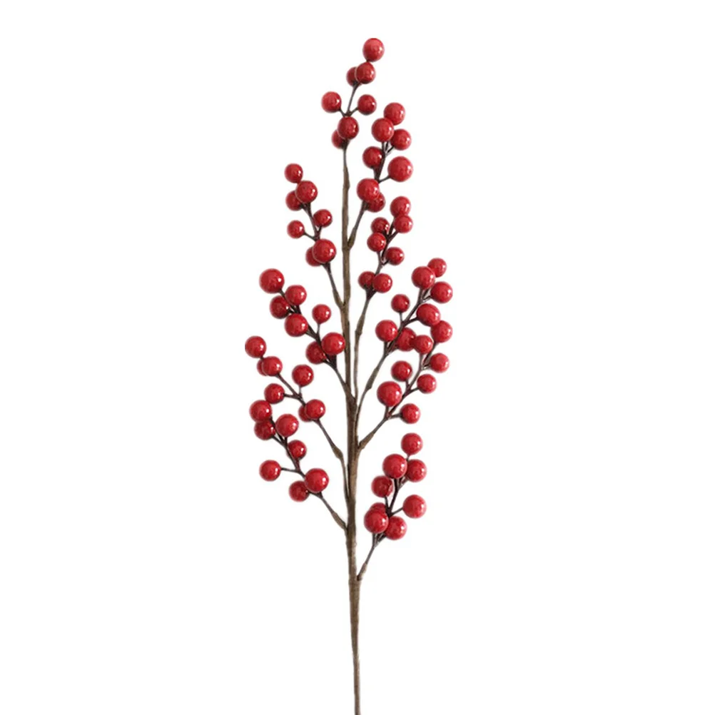 

2 pcs Artificial Red Berries Branches Bright Flexible Fake Berry Rattan For Basket Vase Wreath Christmas Diy Home Decor Flower