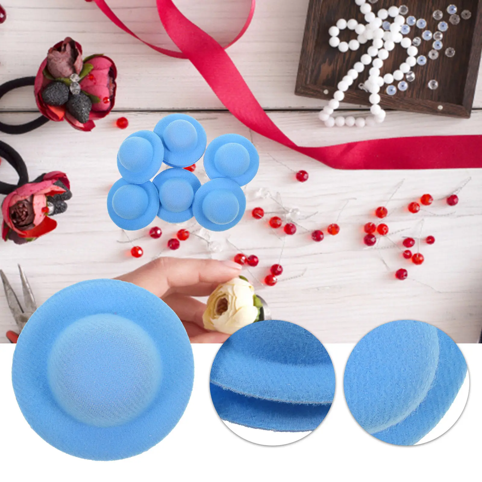 10Pcs Mini Decorative Small Hats Lint Eva Material for Craft Decoration DIY Creative Hat Ornaments Mini House Photo Props
