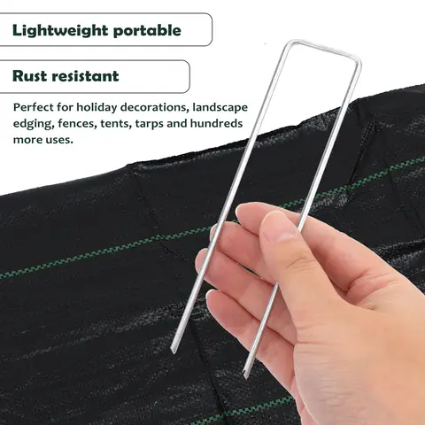 20개 U자형 정원 말뚝 12cm 스틸 녹 방지 울타리 식물 지지대 휴일 장식용