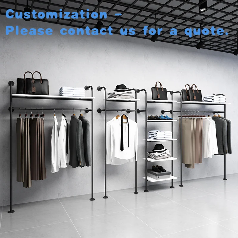 custom.Customized Men's Clothing Store Multi-Layer Iron Wall-Mounted Clothes Rack Showcase Shoe Bag Retail Shelves Shelf Sho