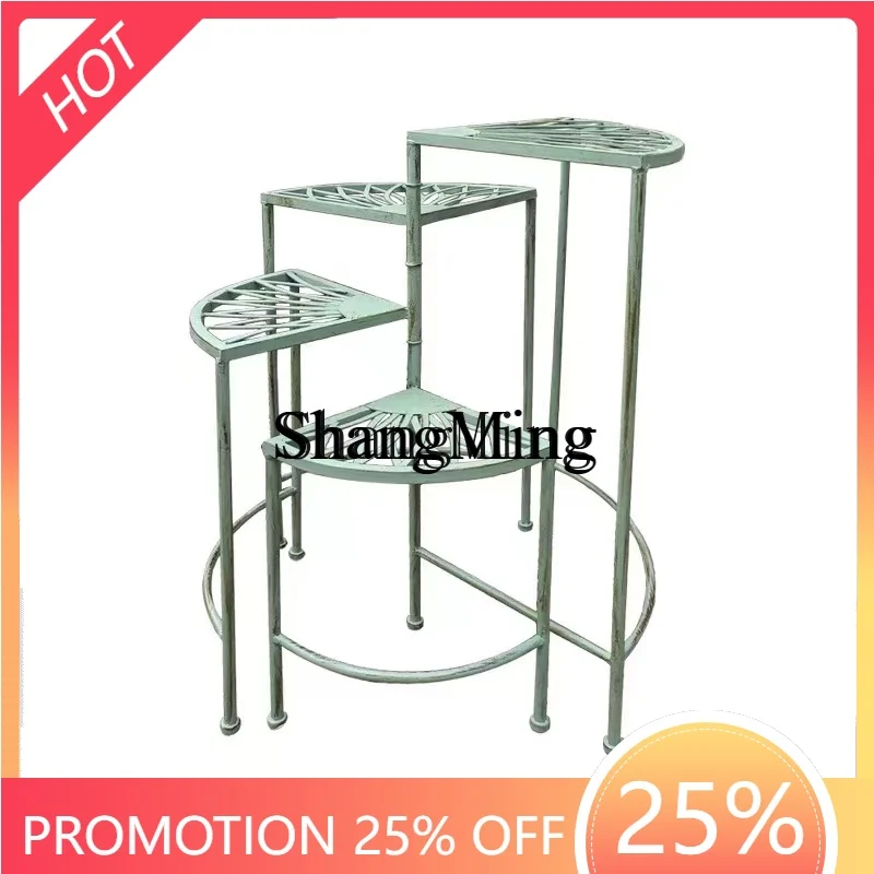 

ZYY домашний открытый двор из кованого железа от цветов до потолка, балкон, декоративный цветочный горшок, многослойная угловая стойка