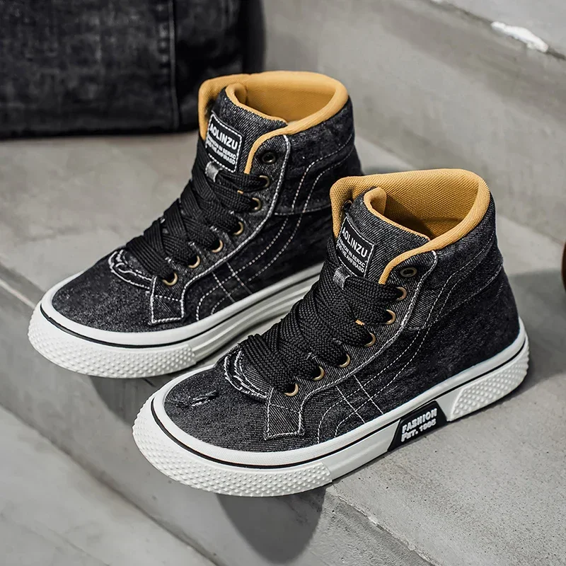 Big Size 48 High Top Canvas Shoes For Men Comfy Breathable Vulcanized Shoes Man Casual Sneakers Non-slip Men's Skateboard Shoes