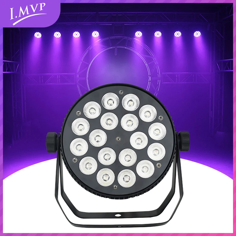 

18PCS Par Light DMX512 Control Stage Lighting RGBWA UV 6in1 LED Flat Par Light for Dj Disco Party Show