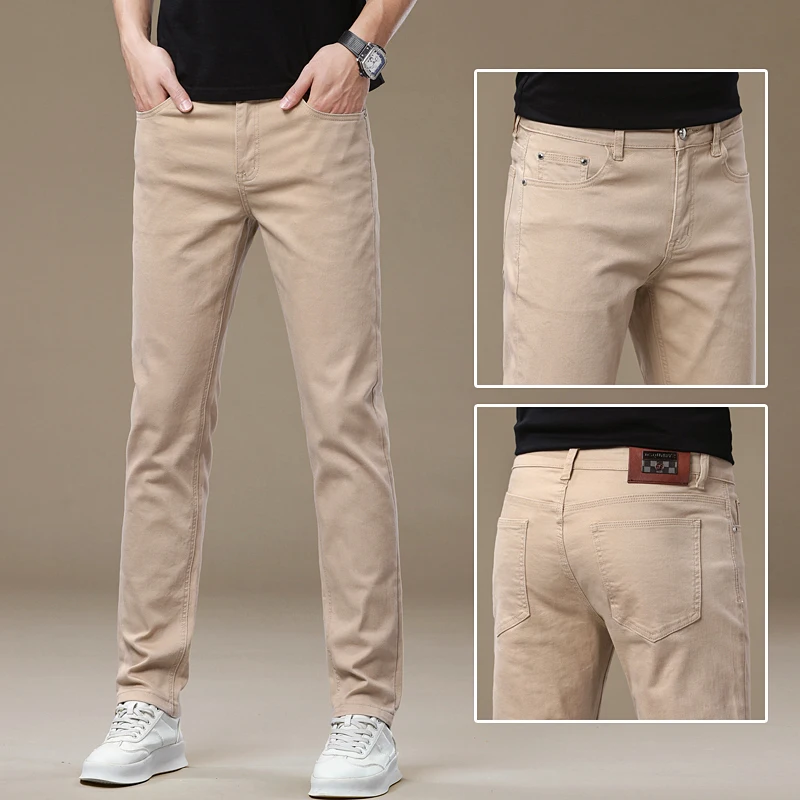 

Новые мужские джинсы: повседневные, универсальные, весна-лето, новый стиль, низкая посадка, на шнурке, эластичные, не дают усадки, большие размеры, брендовые