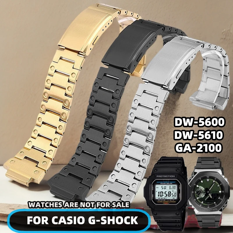 

Для Casio GM-5600 DW-5610 мужской комплект: ремешок для часов из нержавеющей стали, металлический корпус, ремешок для GA2100 GA2110, аксессуары для модификации, ремешок с безелем из дубового дерева.