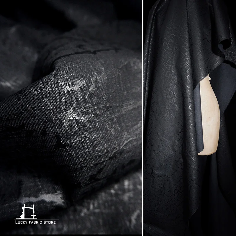 Washed, distressed, concave texture, matte, matte, handmade, faux PU leather, fabric, jacket, fashion designer fabric