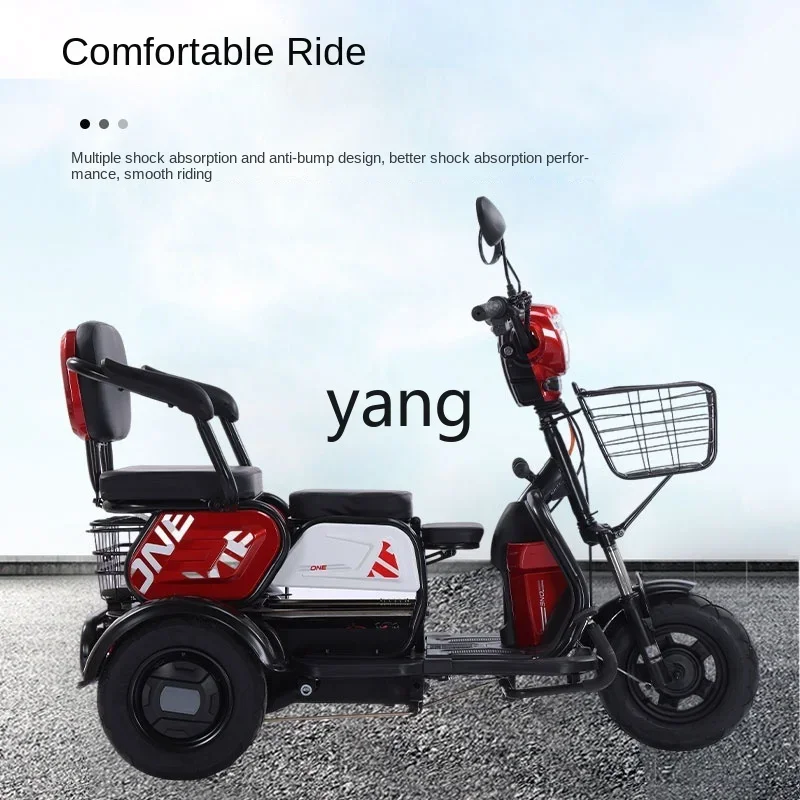 LTT electric tricycle household small ladies pick-up scooter parent-child three-person battery car with shed