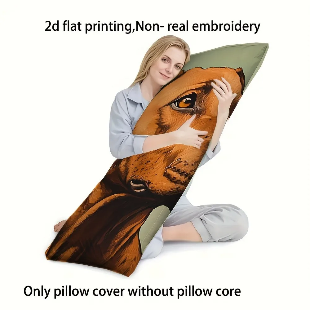 A Vintage Brown Dog Portrait Long Pillowcase - 20*54 Inches / 50×137 Cm - Double-Sided Printed Design, Made of 100% Polyester Fa