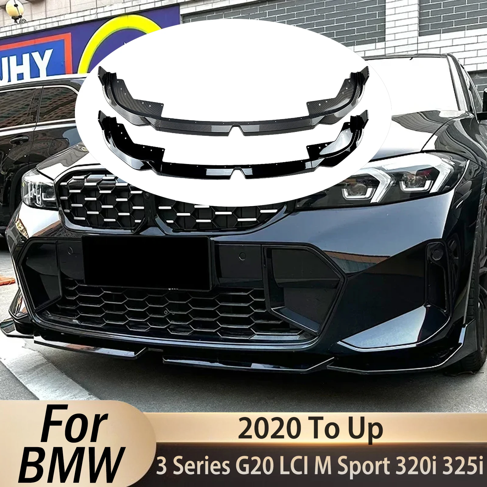 

For BMW 3 Series G20 LCI M Sport 320i 325i 2023+ Car Front Bumper Splitter Spoiler Lip Diffuser Modification Exterior Auto Parts