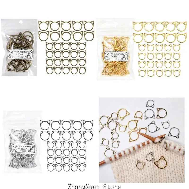 Large and Small Crochet Markers, Set of 30 Ear Knitting Counter Pack for Pattern Projects and Repeat Control 3XUF