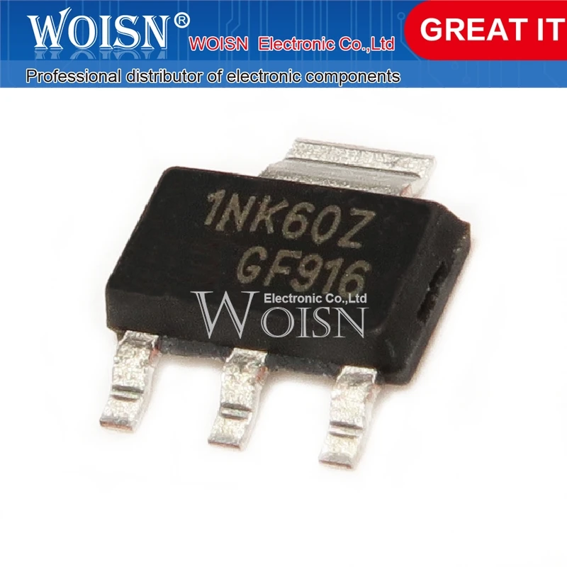 10pcs/lot STN1NK60Z SOT-223 1NK60Z STN1NK60 SOT MOSFET N-CH 600V 300MA SOT223 IC best quality In Stock