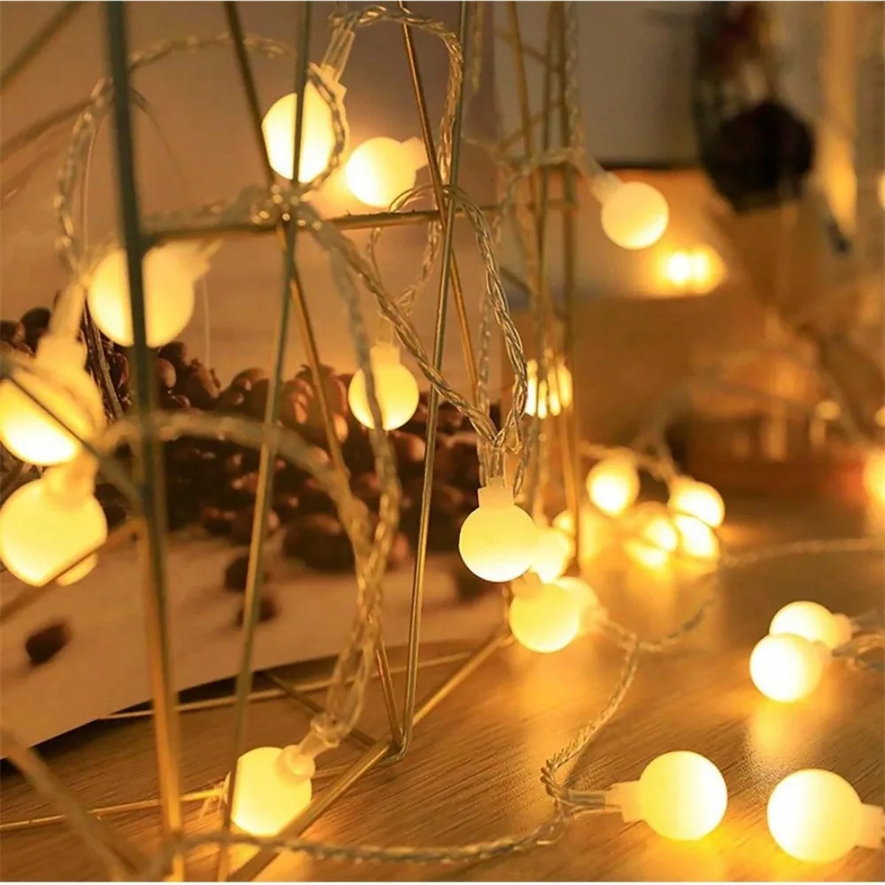 1.5M10LED/3M20LED White Small Round Ball Shaped Battery Box Light String, Garden Christmas Wedding Camping Decoration Light
