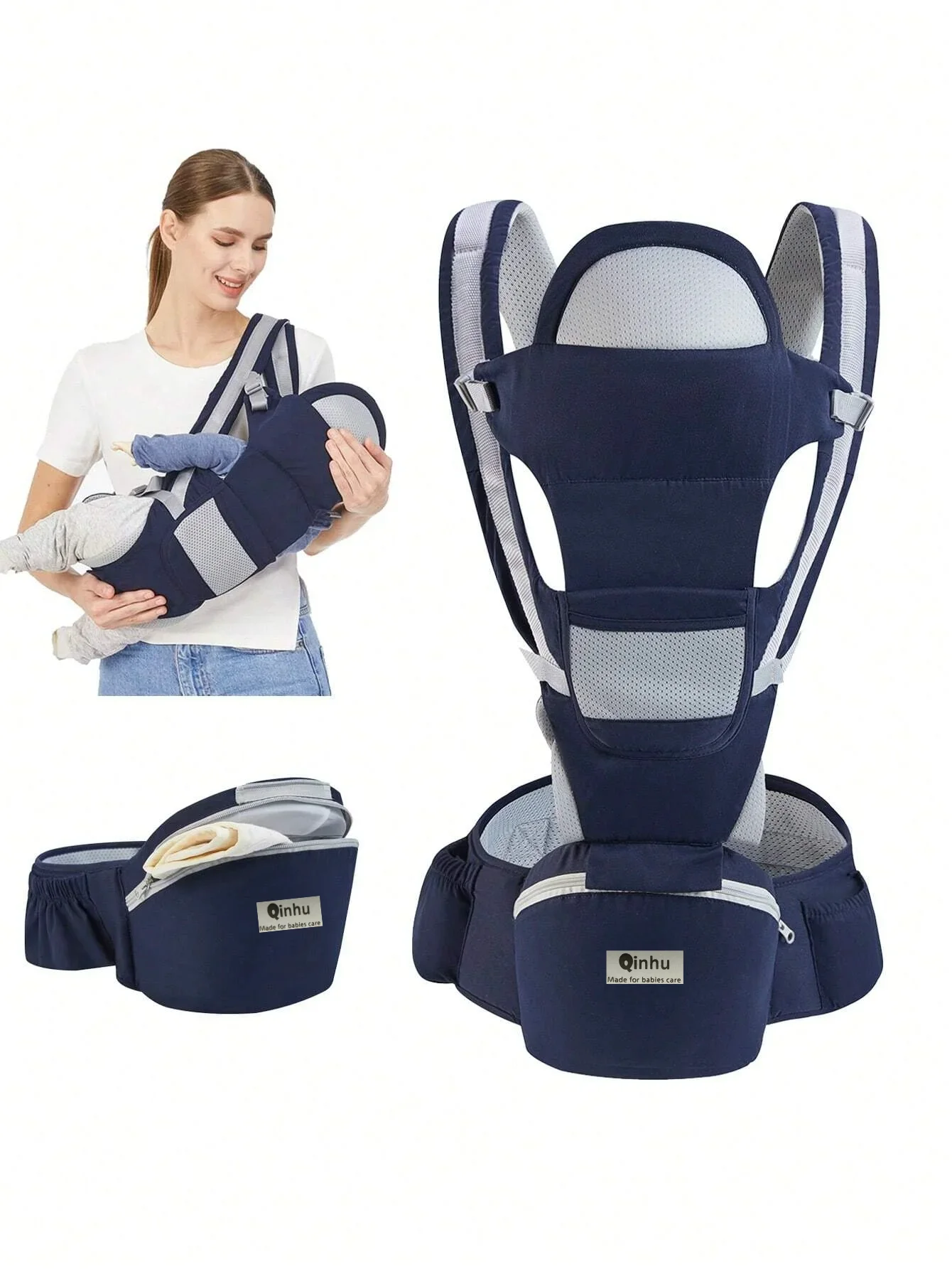 Neue verstellbare ergonomische Babytrage mit Hüftsitz, tragbar und multifunktional, geeignet für Reisen, Freizeit und den täglichen Gebrauch