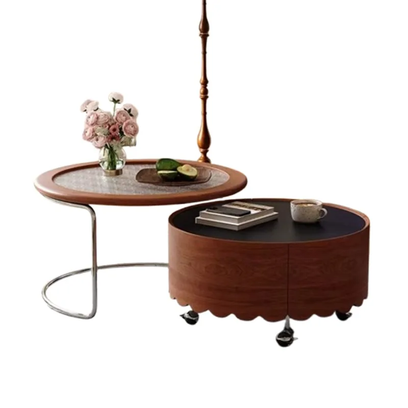 Simple Antique Coffee Table Round Storage Small Coffee Table Living Room Mobile Low Tavolino Da Salotto Living Room Furniture