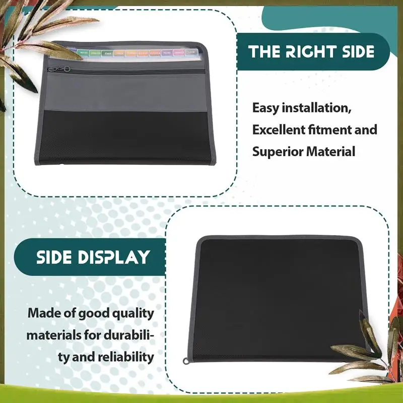 New-13 Pocket File Folder Storage Rack,File Box Storage Bag,With Zipper, Suitable For A4 Paper, Banknotes,Document Receipt
