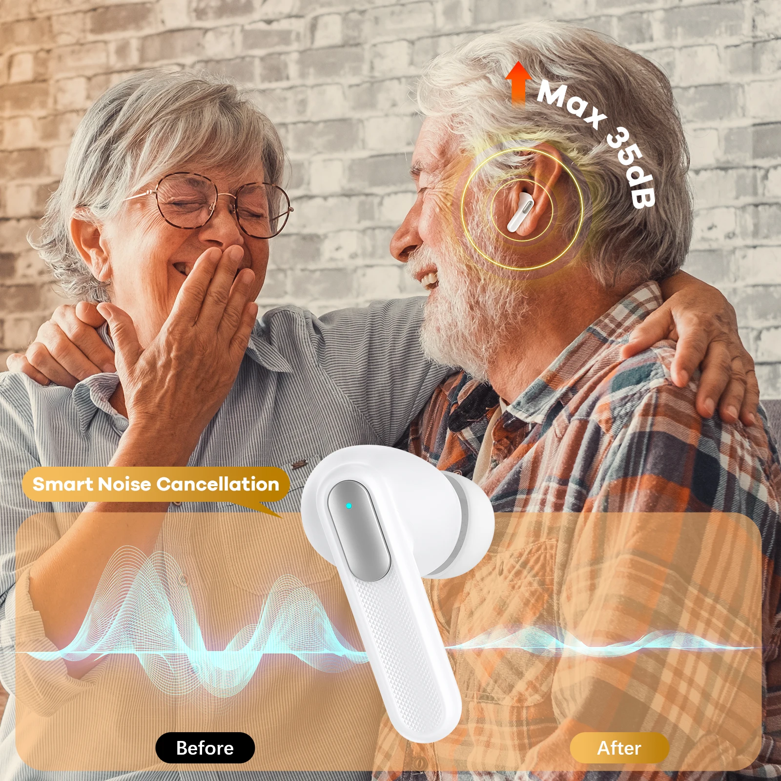 Bluetooth 5.3 Hearing Aids Rechargeable Hearing Aid High Power Digital Sound Amplifier For Deafness Elderly Headphones audifonos