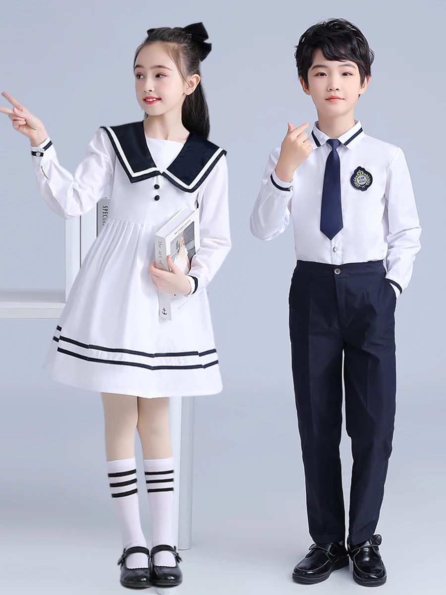 Children's choir performance uniform navy style boys and girls school uniform class dress