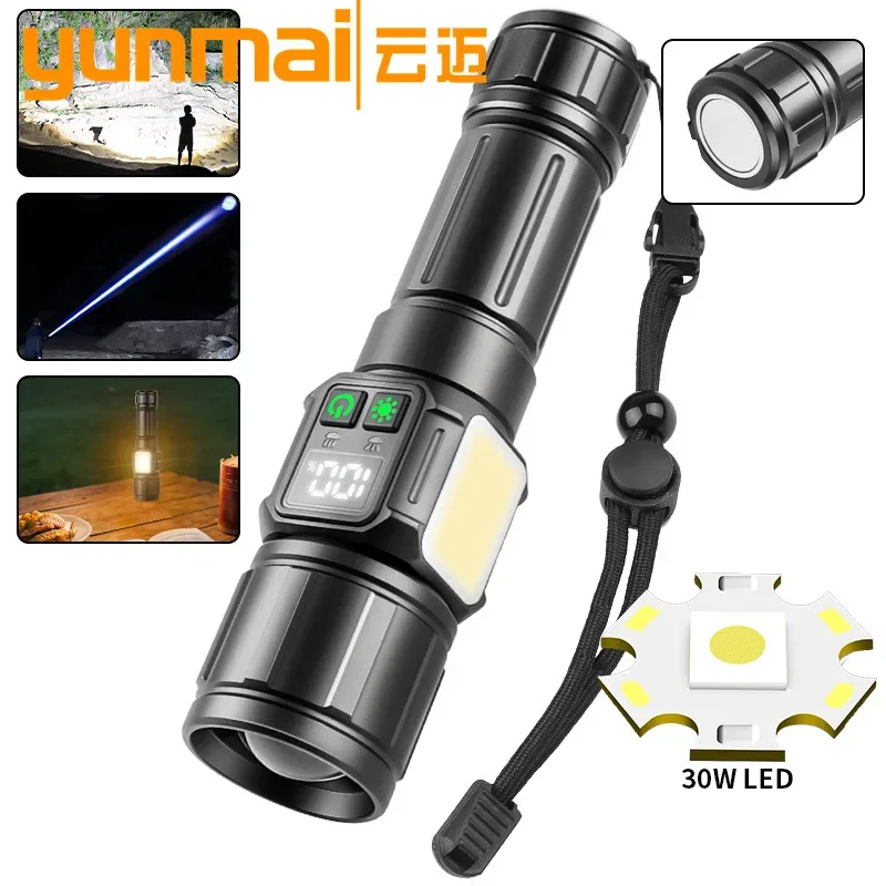 Strong Light COB LED Flashlight - Zoomable for Home Camping Hiking Emergency Lighting